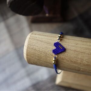 Blue Heart Miyuki Seed Beaded Bracelet